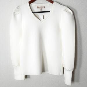 Philosophy Puff Sleeve Sweater Top White Small Clean Girl Minimalist